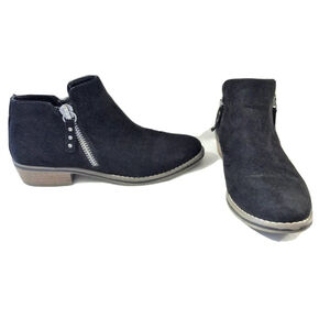 X-Appeal Nikole Black Suede Zip Ankle Boots Booties 1 InchHeel Women's 8.5M